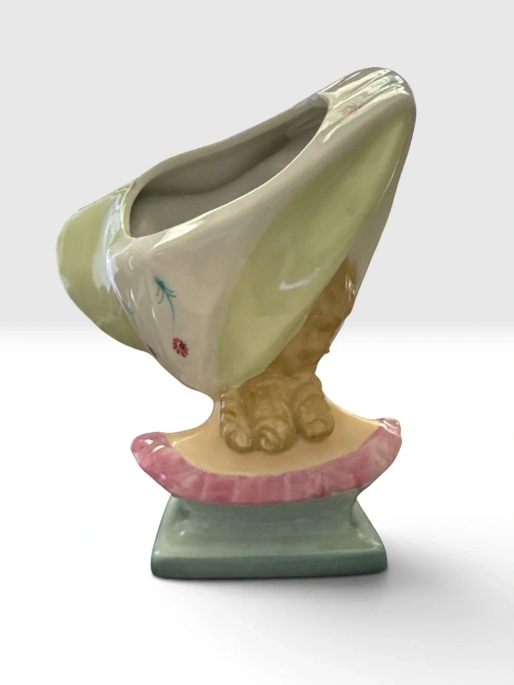Vintage Ucagco Hand-Painted Lady Head Vase / Planter – Bonnet & Pink Rose